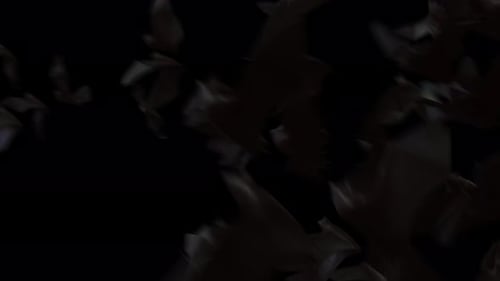 Abstract Swarm of Bats Flying Away from Screen
