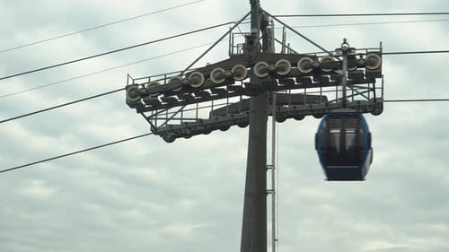 Funicular cable car cabin moves to destination, reaching the required point with ease