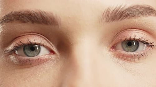 Half Face with Eyes of Pretty Teenager or Womannatural Beauty Looking at Camera