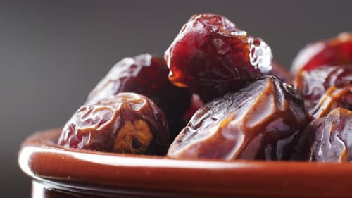 Fresh Dates Fruits Close Up on Kitchen Close Up in Supermarket Eating Dried Fruits Vegan Vegetarian