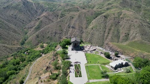 high definition Drone Video of the ancient Temple Garni in Armenia