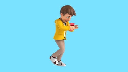 Fun 3D cartoon kid walking like a zombie (with alpha channel included)