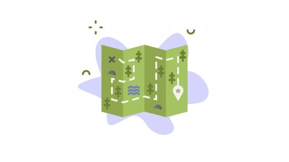 map icon animation video, adventure map equipment motion graphic ...