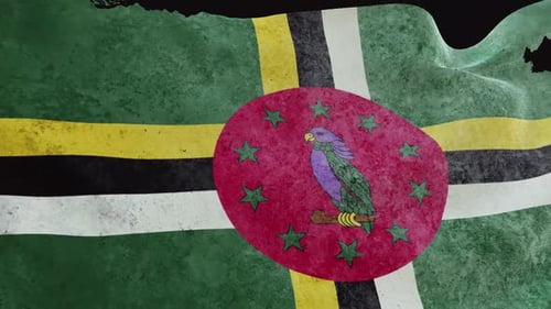 Waving Distressed Dominica Flag Background