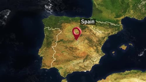 Spain Country Zoom from Space