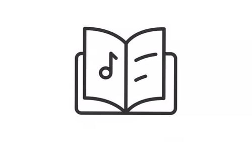 Animated Music Book Icon with Text Lines