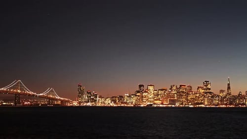 San Francisco Skyline at Sunset, Time Lapse Aerial