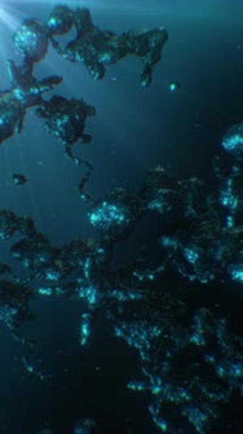 Abstract Glowing Organic Shapes in Deep Dark Background