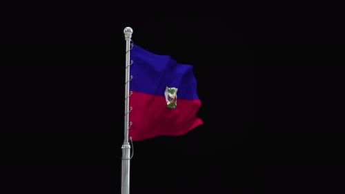Realistic Haiti Flag Waving Seamless Animation