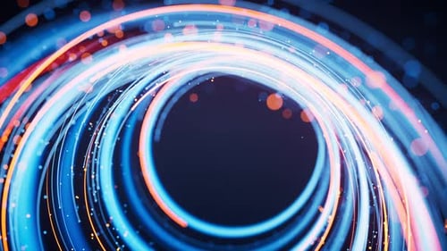 Rotating glowing vortex lines and particles background
