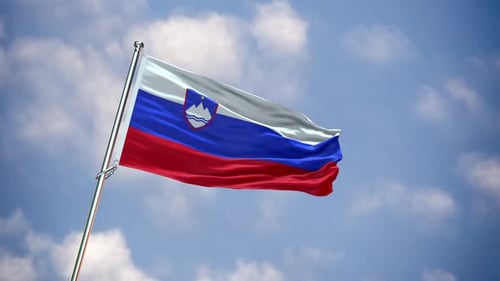 Slovenia National Flag Waving In Realistic Seamless Loop