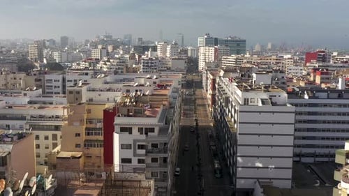 Aerial view of Casablanca with the tramway