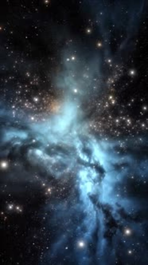 Flying Through a Colorful Nebula in Deep Space