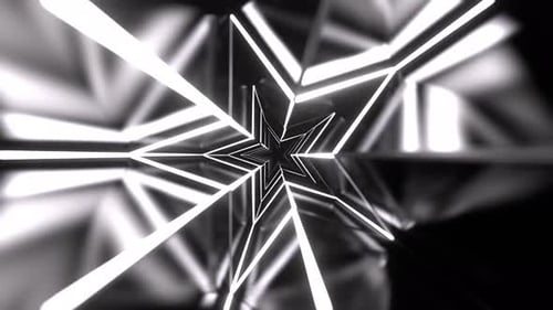 White Neon Star Shaped Holiday Design Background Vj Loop In 4K