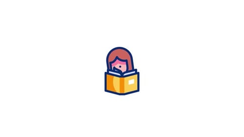 Animated Flat Design Icon of Person Reading a Book