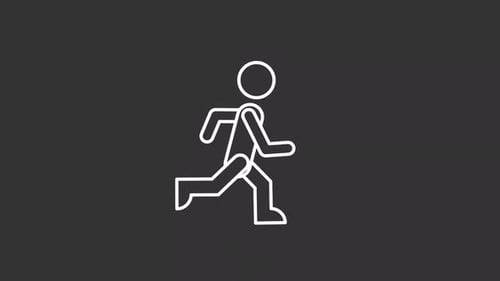 Animated jogging white line icon