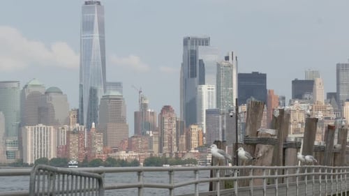 New York City Manhattan Downtown Skyline Liberty Island USA Financial District World Trade Center