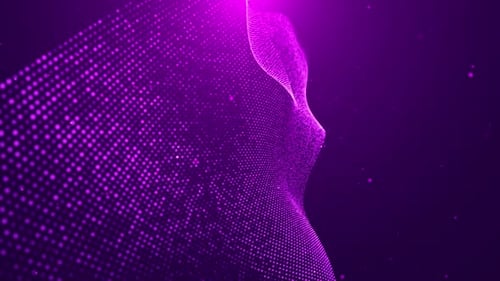 Partikelwellenfluss mit rosafarbener Digitaltechnologie