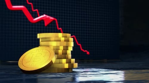 Animation du krach du marché de la cryptographie Red Arrow 4K en baisse du prix du Bitcoin