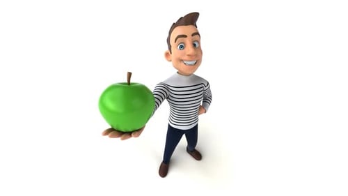 Homem divertido de desenho animado 3D com canal alfa