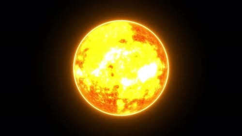 Animierte Vulkane im Hintergrund der Sonnenoberfläche. Sonne ihre eigene Achse, Motion Graphics.mz 234