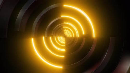 Tunnel au néon radial orange 4K