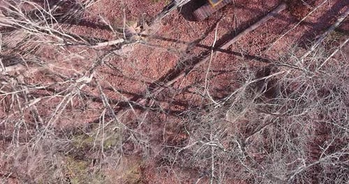 Aerial View of Rural Excavation Site in Winter