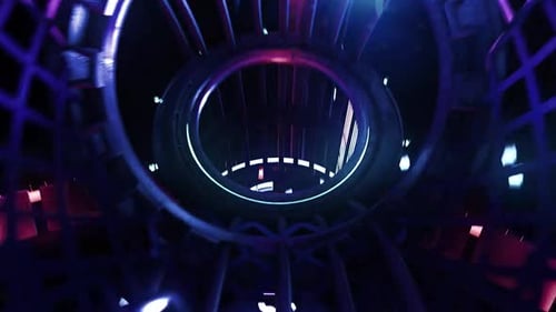Futuristic Neon Spiral Tunnel