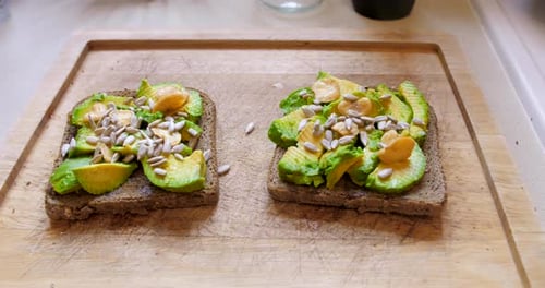 Avocado Toast with Sunflower Seeds Close-Up