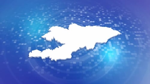Animated Kyrgyzstan Map Reveal on Digital Technology Background