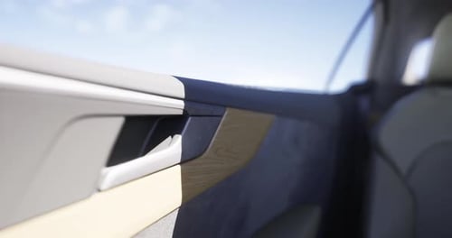 Close Up View of Modern Car Interior Detailing on a Sunny Day