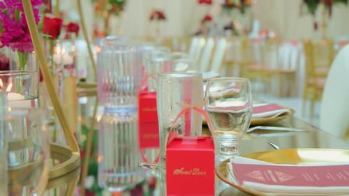 Elements Restaurant Filled with Tables and Candles on Them Close Up View of Wedding Event Move