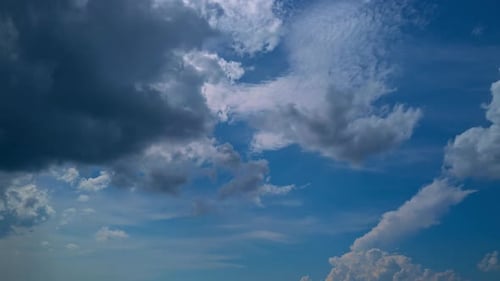 Clouds Moving Slowly Across a Bright Blue Sky