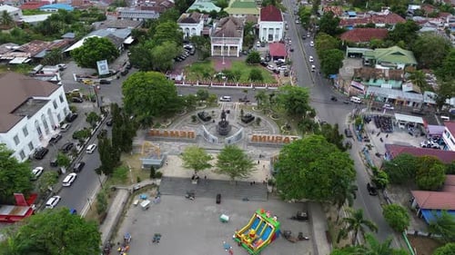 Aerial view of Nani Wartabone Monument at Taruna Remaja Square