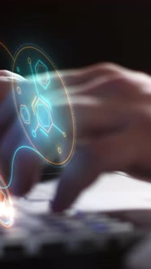 Futuristic Glowing Neon Lines HUD Digital Tech Overlay