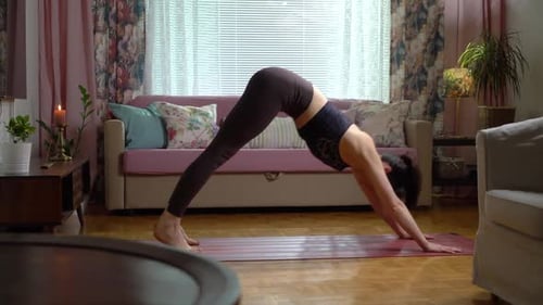 Woman Doing Yoga at Home