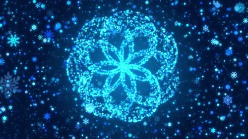 4K Festive Christmas Snowflake Background. Glittering Winter Particles for Holiday Greetings