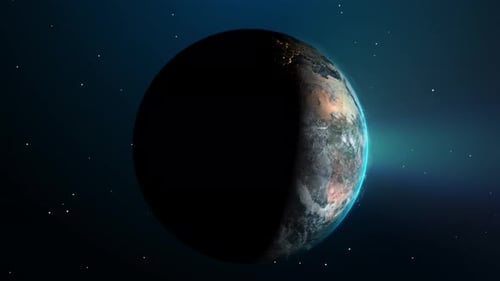 Rotating Earth from Space with Day Night Transition