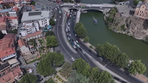 Flying Over The Center Of Tbilisi