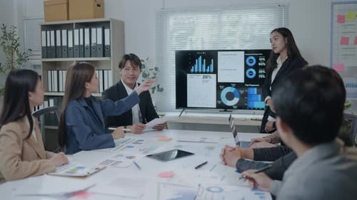 Group of teamwork businessman working and brainstorming in office