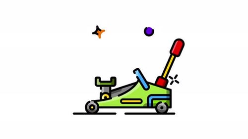 Flat Design Animated Car Jack Lifting Icon
