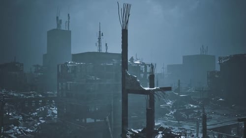 Urban Landscape After a Catastrophic Event Showcasing Desolation and Ruin