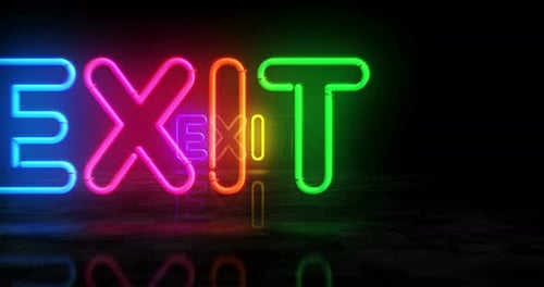 Animated Neon Exit Sign with Dynamic Color Change