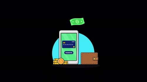 Digital Payment and Money Transfer Flat Design Animation