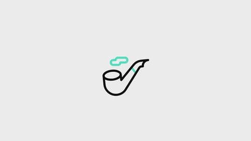 Minimalist Line Art Animation of a Smoking Pipe