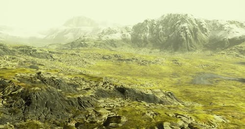 Aerial Flyover of a Rocky Mountain Landscape
