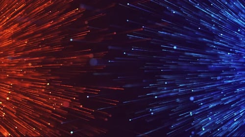 Abstract colorful background with bright neon rays and glowing lines. Gold and blue neon lines