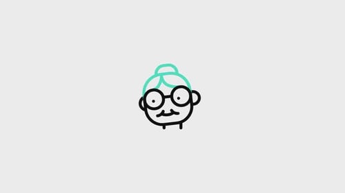 Minimalist Line Art Animation of an Older Woman's Head