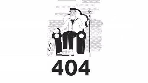 Capitalism finances black and white error 404 animation