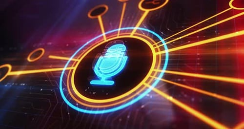 Mídia de microfone no ar: símbolo de transmissão, conceito digital 3D